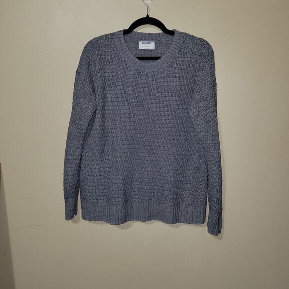 Old Navy Woman's M Gray Waffle Weave Sweater Long Sleeve Tunic Length - Picture 1 of 9